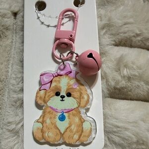 Puppy Shih Tzu Charm Keychain with Bell